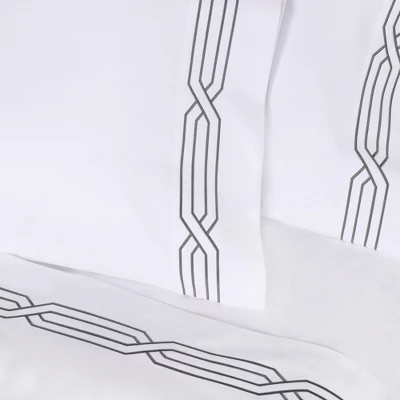 Luxury 1200 Thread Count Premium Cotton Geometric Scroll Embroidered 4 Piece Bed Sheet Set By Blue Nile Mills 5 Luxury 1200 Thread Count Premium Cotton Geometric Scroll Embroidered 4 Piece Bed Sheet Set By Blue Nile Mills - Image 3