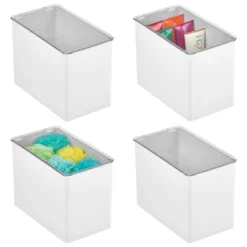 MDesign Storage Bin With Lid For Bathroom, Vanity, 4 Pack