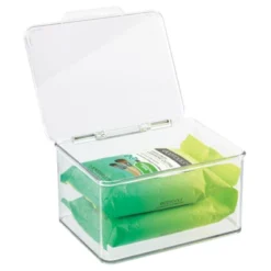 MDesign Plastic Stackable Bathroom Organizer Bin, Hinged Lid - 8 Pack -Baxton Studio Store GUEST e62fdd25 1534 4079 b16a e20d1cd1cdab