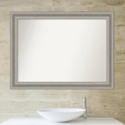 44" X 33" Non-Beveled Parlor Bathroom Wall Mirror Silver - Amanti Art -Baxton Studio Store GUEST e63bf3f1 4f85 4962 8297 2063aaae7031