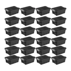 Sterilite 4 Gallon Stackable Rugged Industrial Storage Tote Containers With Latching Clip Lids For Garage, Attic, Or Worksite Storage, Black 13 Sterilite 4 Gallon Stackable Rugged Industrial Storage Tote Containers With Latching Clip Lids For Garage, Attic, Or Worksite Storage, Black -Baxton Studio Store GUEST e64b250c a2dc 4f0e 8d22 1d3975c7cab9