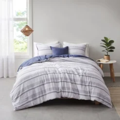 4pc Full/Queen Ansley Striped Organic Cotton Yarn Dyed Comforter Cover Set Indigo - Clean Spaces 13 4pc Full/Queen Ansley Striped Organic Cotton Yarn Dyed Comforter Cover Set Indigo - Clean Spaces -Baxton Studio Store GUEST e6607af6 9b11 48d1 a810 0283d293a9d7