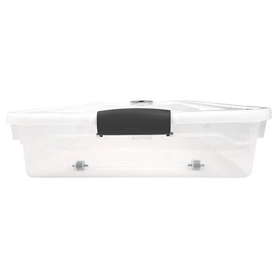 HOMZ 60 Quart Latching Underbed Durable Clear Base Storage Organizer Container Box Tote With Easy Grip Handles And Glide Wheels 6 HOMZ 60 Quart Latching Underbed Durable Clear Base Storage Organizer Container Box Tote With Easy Grip Handles And Glide Wheels - Image 4