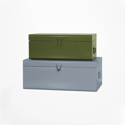 American Atelier Daven Decorative Metal Box Trunks, Set Of 2, Vintage Style Storage W/ Loop Closures, Space Saving Organizer For Home 7 American Atelier Daven Decorative Metal Box Trunks, Set Of 2, Vintage Style Storage W/ Loop Closures, Space Saving Organizer For Home - Image 5