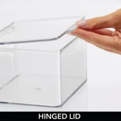 MDesign Plastic Stackable Bathroom Organizer Bin, Hinged Lid - 8 Pack -Baxton Studio Store GUEST e939b16e 8427 4bcb b50f 2ab3c2797a06