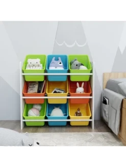 Year Color White Toy Cubes Storage Organizer For Kids, Classroom, Playroom, Daycare, Nursery With 9 Colorful Storage Bins -Baxton Studio Store GUEST e9afa4ce 4ee2 4741 b38b 6e212bf8ee57