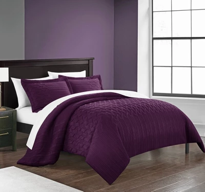 Chic Home Jazmine 7 Piece Comforter Set Embossed Embroidered Quilted Geometric Vine Pattern - Sheets Pillowcases Shams Included Plum 3 Chic Home Jazmine 7 Piece Comforter Set Embossed Embroidered Quilted Geometric Vine Pattern - Sheets Pillowcases Shams Included Plum