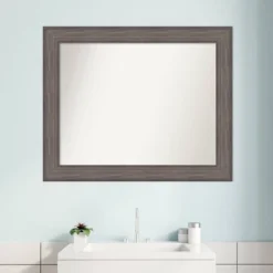 33" X 27" Non-Beveled Country Barn Wood Bathroom Wall Mirror Brown - Amanti Art -Baxton Studio Store GUEST e9fd9fe6 ff1b 4fd6 bc6c e66a7b8d4e7c