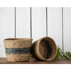 Set Of 2 Blue Cattail Decorative Storage Baskets - Foreside Home & Garden -Baxton Studio Store GUEST ea2a2b8e b16f 48d7 b8a3 d296f082ac0b