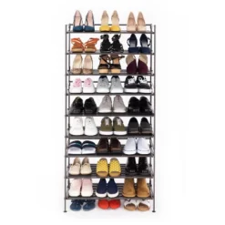 Seville Classics 2pk 3 Tier Stackable Resin Slat Shoe Racks Espresso -Baxton Studio Store GUEST ea49c52e 43b8 4178 9114 320af973af3a