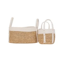 Set Of 2 Oblong Handled Baskets Seagrass & White Cotton Rope By Foreside Home & Garden -Baxton Studio Store GUEST ea64fdf0 554d 49ba 954a c71a338629dd