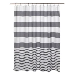 Catalina Shower Curtain Gray/White - Moda At Home -Baxton Studio Store GUEST eb16dc9a 5577 421e b482 985ad25be244