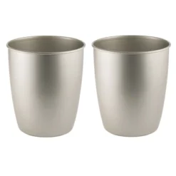 MDesign Round Metal Trash Can Wastebasket, Garbage Container, 2 Pack -Baxton Studio Store GUEST eb60e9a6 0b3b 4af7 b06d 06a63e3f6412