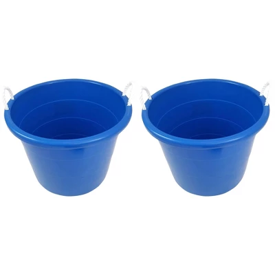Homz Multipurpose 18 Gallon Plastic Open-Top Storage Round Utility Tub With Rope Handles For Indoor Or Outdoor Home Organization, Blue (3 Pack) 3 Homz Multipurpose 18 Gallon Plastic Open-Top Storage Round Utility Tub With Rope Handles For Indoor Or Outdoor Home Organization, Blue (3 Pack)