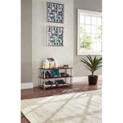 ClosetMaid 501500 Heavy Duty 3-Tier Shoe Organizer Rack For 12 Pairs Of Shoes, Cherry Finish -Baxton Studio Store GUEST ecae2c5f ad07 4dfd 9b7b e0f29bc06544