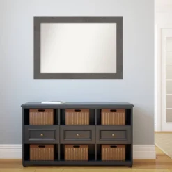 42" X 30" Non-Beveled Rustic Plank Gray Bathroom Wall Mirror - Amanti Art -Baxton Studio Store GUEST ed24e599 c64c 4d88 af81 9efc1a00cea2