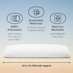 Coop Home Goods 20”x 54" Adjustable Memory Foam Body Pillow - GREENGUARD Gold Certified - Lulltra Washable Cover - White 13 Coop Home Goods 20”x 54" Adjustable Memory Foam Body Pillow - GREENGUARD Gold Certified - Lulltra Washable Cover - White -Baxton Studio Store GUEST eeb04744 f57e 4c39 b099 583471da2c6e