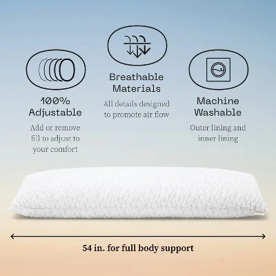 Coop Home Goods 20”x 54" Adjustable Memory Foam Body Pillow - GREENGUARD Gold Certified - Lulltra Washable Cover - White 6 Coop Home Goods 20”x 54" Adjustable Memory Foam Body Pillow - GREENGUARD Gold Certified - Lulltra Washable Cover - White - Image 4