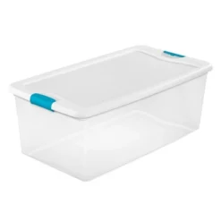 Sterilite Storage System Solution With 106 Quart Clear Stackable Storage Box Organization Containers With White Latching Lid -Baxton Studio Store GUEST ef6120b1 6854 4008 9d7d ef71bc642c54