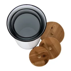 Set Of 3 White Enamel Metal Lidded Decorative Storage Canisters - Foreside Home & Garden 11 Set Of 3 White Enamel Metal Lidded Decorative Storage Canisters - Foreside Home & Garden -Baxton Studio Store GUEST effc1cdb a17b 4adc 88f1 a4a6d08c8789