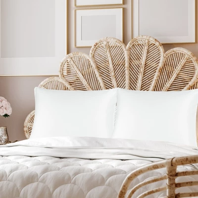 2 Pcs 20"x30" Silky Satin Envelope Pillow Cases Snow White - PiccoCasa 3 2 Pcs 20"x30" Silky Satin Envelope Pillow Cases Snow White - PiccoCasa