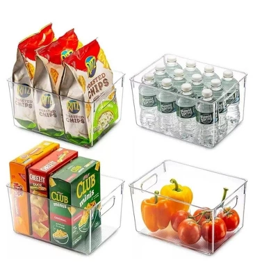 MPM 4 Packs Transparent Plastic Bins Storage Box, Deep Plastic Bins, Great Organization For Home Storage, Kitchen Cabine 4 MPM 4 Packs Transparent Plastic Bins Storage Box, Deep Plastic Bins, Great Organization For Home Storage, Kitchen Cabine - Image 2