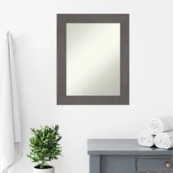 24" X 30" Non-Beveled Rustic Plank Gray Bathroom Wall Mirror - Amanti Art -Baxton Studio Store GUEST f15711f8 71c2 4d09 82f2 8fdb3adb14e9
