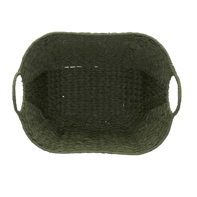 Household Essentials Tall Scoop Basket Paper Rope Olive 4 Household Essentials Tall Scoop Basket Paper Rope Olive - Image 2