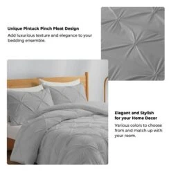 Peace Nest 3 Piece Pintuck Pinch Pleat And Geometric Clipped Comforter Set -Baxton Studio Store GUEST f1f656d4 9f06 426d b952 a63c54392b06