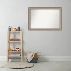 40" X 28" Non-Beveled Lyla Ornate Bathroom Wall Mirror Silver - Amanti Art -Baxton Studio Store GUEST f311e639 c609 40fe 8584 440a788db37b