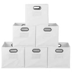 Niche Cubo 6pk Foldable Fabric Storage Bin With Label Holder White 11 Niche Cubo 6pk Foldable Fabric Storage Bin With Label Holder White -Baxton Studio Store GUEST f3ff0197 f1e6 4a60 8f48 25ff741b14f9