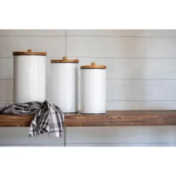 Set Of 3 White Enamel Metal Lidded Decorative Storage Canisters - Foreside Home & Garden 13 Set Of 3 White Enamel Metal Lidded Decorative Storage Canisters - Foreside Home & Garden -Baxton Studio Store GUEST f4228b79 9bc2 4351 a66d 6269e33ce002