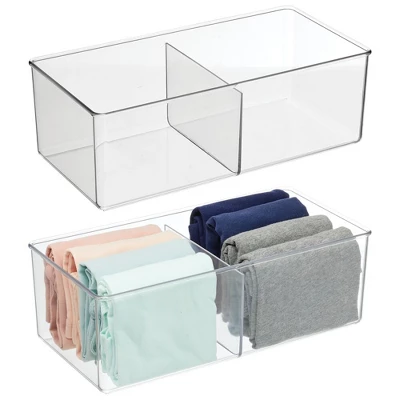MDesign Plastic Divided Closet Storage Bin - Clear 11 MDesign Plastic Divided Closet Storage Bin - Clear - Image 9
