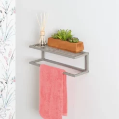 Honey-Can-Do Steel Bathroom Slatted Shelf With Towel Bar Gray 9 Honey-Can-Do Steel Bathroom Slatted Shelf With Towel Bar Gray -Baxton Studio Store GUEST f44247d0 ea37 4b07 9a4d 6011c9b28600