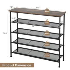 Shoe Rack 5-Tier Shoe Storage Organizer W/4 Metal Mesh Shelves For 16-20 Pairs 13 Shoe Rack 5-Tier Shoe Storage Organizer W/4 Metal Mesh Shelves For 16-20 Pairs -Baxton Studio Store GUEST f62f18e8 f5dd 484c 94c8 bc9d4f9bfeae
