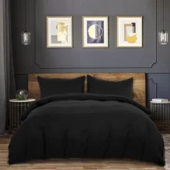 PiccoCasa Duvet Cover Set With Pompoms 110gsm Brushed Microfiber Bedding Set With 2 Pillowcase 11 PiccoCasa Duvet Cover Set With Pompoms 110gsm Brushed Microfiber Bedding Set With 2 Pillowcase -Baxton Studio Store GUEST f7d3195b d11e 413d afdc 7df65299486e