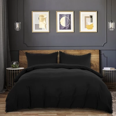 PiccoCasa Duvet Cover Set With Pompoms 110gsm Brushed Microfiber Bedding Set With 2 Pillowcase 6 PiccoCasa Duvet Cover Set With Pompoms 110gsm Brushed Microfiber Bedding Set With 2 Pillowcase - Image 4