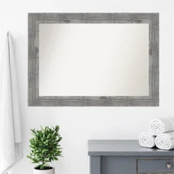 42" X 30" Non-Beveled Bridge Wood Bathroom Wall Mirror Gray - Amanti Art -Baxton Studio Store GUEST f8bcfb4e 08ac 4efb b6d8 ce5cfa2cf430