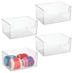 MDesign Open Front Plastic Storage Bin For Cube Furniture, 12" W, 4 Pack - Clear -Baxton Studio Store GUEST f8c3a4ad 07cb 4347 9632 c63a792ab8a6
