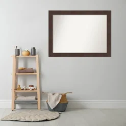 43" X 32" Non-Beveled Wildwood Brown Bathroom Wall Mirror - Amanti Art -Baxton Studio Store GUEST f8cb45f8 5255 4603 ac89 a593b4a830bc