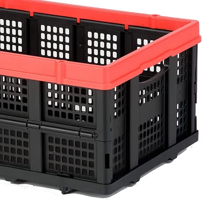 Magna Cart Tote 22" X 16" X 11" Lightweight Collapsible And Stackable Plastic Storage Crate For Home Offices And Garages, Black & Red 4 Magna Cart Tote 22" X 16" X 11" Lightweight Collapsible And Stackable Plastic Storage Crate For Home Offices And Garages, Black & Red - Image 2