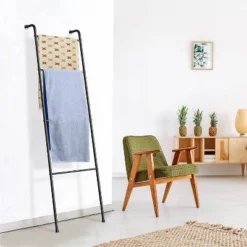 NEX 2pk 4 Tier Ladder Style Towel Racks Black -Baxton Studio Store GUEST f999ad19 634f 4584 8ccc e48fa2b101f2