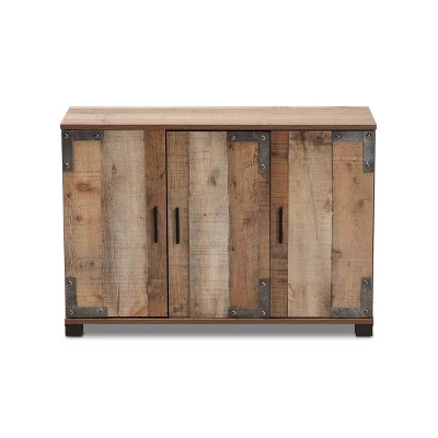 3 Door Cyrille Wood Shoe Cabinet Brown - Baxton Studio 4 3 Door Cyrille Wood Shoe Cabinet Brown - Baxton Studio - Image 2