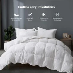 Peace Nest White Goose Down Feather Comforter Duvet Insert -Baxton Studio Store GUEST fa475960 25ca 4916 94dd f9ad75bedc7e