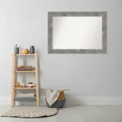 42" X 30" Non-Beveled Bridge Wood Bathroom Wall Mirror Gray - Amanti Art -Baxton Studio Store GUEST fa767a97 8e50 42d9 805d 15021028958e