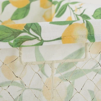 Design Imports Set Of 3 S Antique White Chicken Wire Lemon Print Liner Baskets 7 Design Imports Set Of 3 S Antique White Chicken Wire Lemon Print Liner Baskets - Image 5
