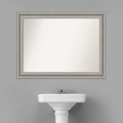 44" X 33" Non-Beveled Parlor Bathroom Wall Mirror Silver - Amanti Art -Baxton Studio Store GUEST fda11943 9164 4085 be01 7f0f84cdadd3