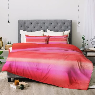 Amy Sia Ombre Watercolor Comforter Set Pink - Deny Designs 3 Amy Sia Ombre Watercolor Comforter Set Pink - Deny Designs