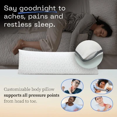 Coop Home Goods 20”x 54" Adjustable Memory Foam Body Pillow - GREENGUARD Gold Certified - Lulltra Washable Cover - White 9 Coop Home Goods 20”x 54" Adjustable Memory Foam Body Pillow - GREENGUARD Gold Certified - Lulltra Washable Cover - White - Image 7