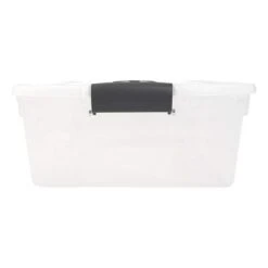 Homz 15.5 Qt Plastic Multipurpose Stackable Clear Storage Container Bins With Lid For Home Or Office Organization, Gray Latch (16 Pack) -Baxton Studio Store GUEST ffcc8279 c065 46d2 8c7c 66b0082870f8